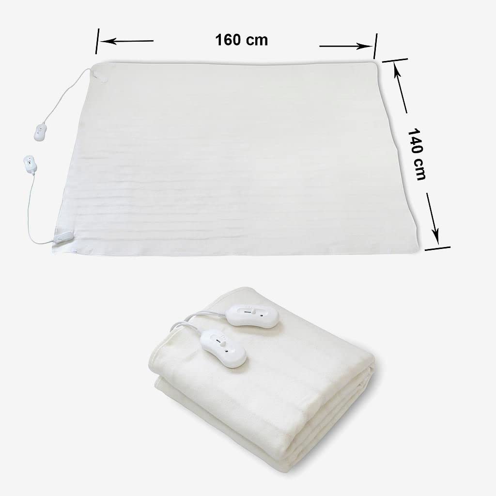 Manta eléctrica Doble 160X140 | Manta calefactora para Cama de Matrimonio 2 x 60W | Manta térmica Grande con protección contra Calentamiento | Varios Niveles de Temperatura | Lavable