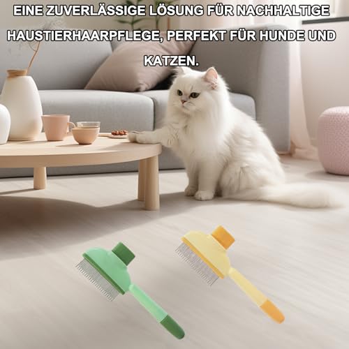 2 Stück Selbstreinigender Katzenkamm - Fellblitzbürste für Tiefenreinigung, Entfernung von Schwimmenden Haaren und Öffnung von Knoten, Schönheitspflege für Hunde, Tiefenreinigung Flohkamm für Katzen