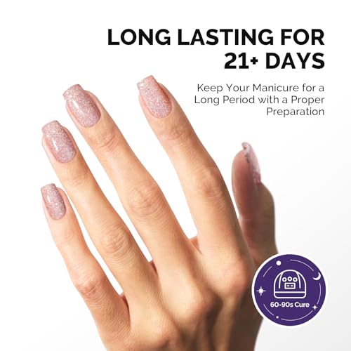 Image of MelodySusie Galaliver Pink Glitter Gel Nail Polish, 15ML Sparkly Light Pink Shimmer Gel Polish Soak Off UV LED Cured Long Lasting Gift for Women DIY Nail Design Nail Art Manicure X04