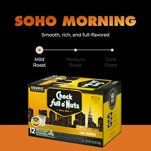 Chock Full o' Nuts Variety Pack Keurig K-Cup Pods for Keurig Brewers – Premium Arabica, Mild, Medium and Dark Roast – Single Serve – 4 Packs of 12 K-Cup Pods - Image 7