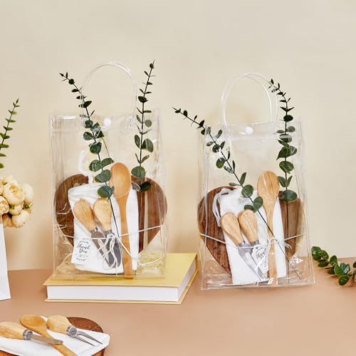 55Pcs Baby Shower Prizes for Game Winners 6 Sets Charcuterie Board with Spoons Butter Spreaders Forks Plaid Towel Thanks Card and Gift Bags for Bridal Shower Favors Party (Heart Shaped)
