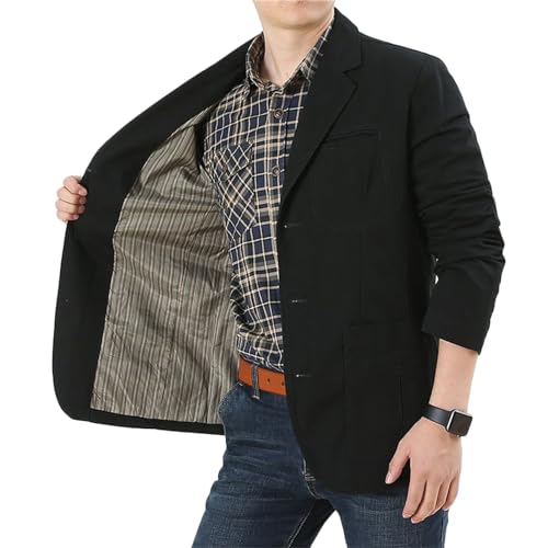 Men's Vintage Casual Washed Cotton 3 Buttons Suit Jacket Lightweight Work Coat Blazer2