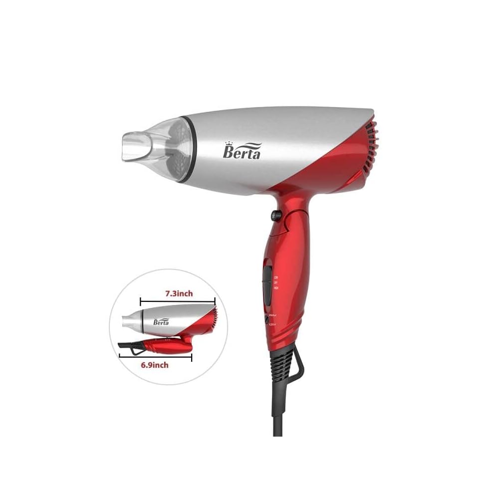 Foldable BERTA Ionic Hair Dryer with Dual Voltage Jordan Ubuy