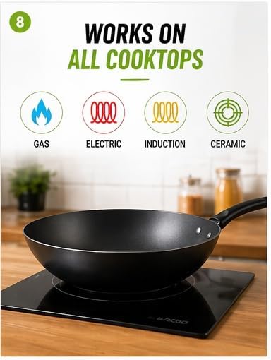 Wok de acero al carbono de 12.5 pulgadas con recubrimiento antiadherente miniatura 8