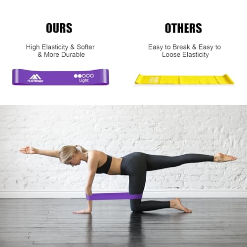 Flintronic zestaw 5 taśm fitness – 100% naturalny lateks – z 5 poziomami oporu – taśma treningowa – taśma oporowa – taśma gimnastyczna do rozwoju mięśni, pilatesu, jogi