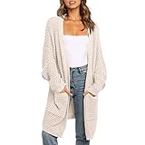 damen strickmantel beige Die Langarm Strickjacken mit hochwertigem Material, weichem Stoff.