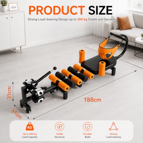 Image of Back Stretcher Machine for Spinal Pain Relief Adjustable Back Lumbar Support Sciatica Pain Relief Device Leg Height Stretcher Lower Back Decompress Stretcher Board Leg Stretching for Home Workout (Black with Orange)