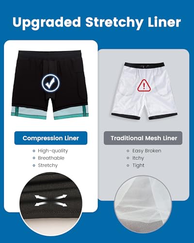 Image of maamgic 2 in 1 Mens Swim Trunks 7 Inch Swim Shorts Swim Suits Board Shorts