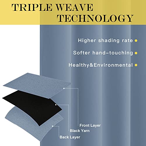 NICETOWN Bedroom Curtain Room Darkening Drapery 102 inches Length - Home Fashion Thermal Insulated Grommet Room Darkening Curtain for Living Room (Stone Blue, 1 Panel, 52 x 102 inches)