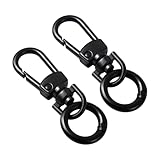 [LMAPUR] 2個セット グ フックキーホルダー 鍵チェーン 金属 着脱可能な二重リング スプリングキーリング 2連リング付き マルチキーリング フック (ダークブラック)