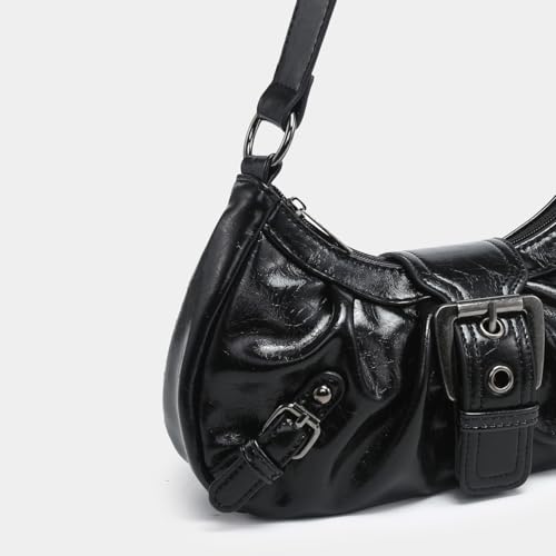 Image of Women's Y2K Purse Shoulder Bag Top Handle Handbag Small Punk Hobo Clutch Purses Bags Trendy Trendy Leather Buckle Punk Purses