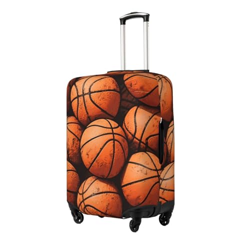 Basketballs In Orange Luggage Covers For Suitcase Travel Suitcase Cover Protector Scratch-Resistant Covers For 22-24 Inch Luggages M2