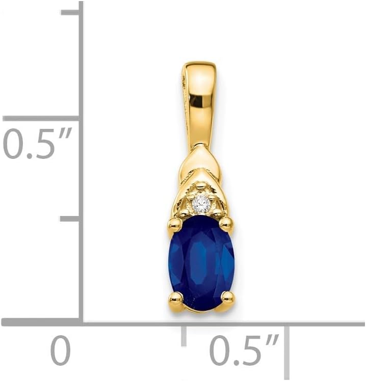 Diamond2Deal 14k Yellow Gold Oval Blue Sapphire and Diamond Accent Fancy Pendant (0.54Ct L- 16 mm W- 4 mm)