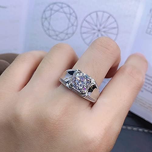 Shiny Full Diamond Ring 2Carat Round Cut Cubic Zirconia Promise Ring Wedding Ring for Men Silver Ring CZ Cocktail Ring Eternity 950 Platinum Simulate Moissanite Ring Adjustable Ring 031 - Image 2