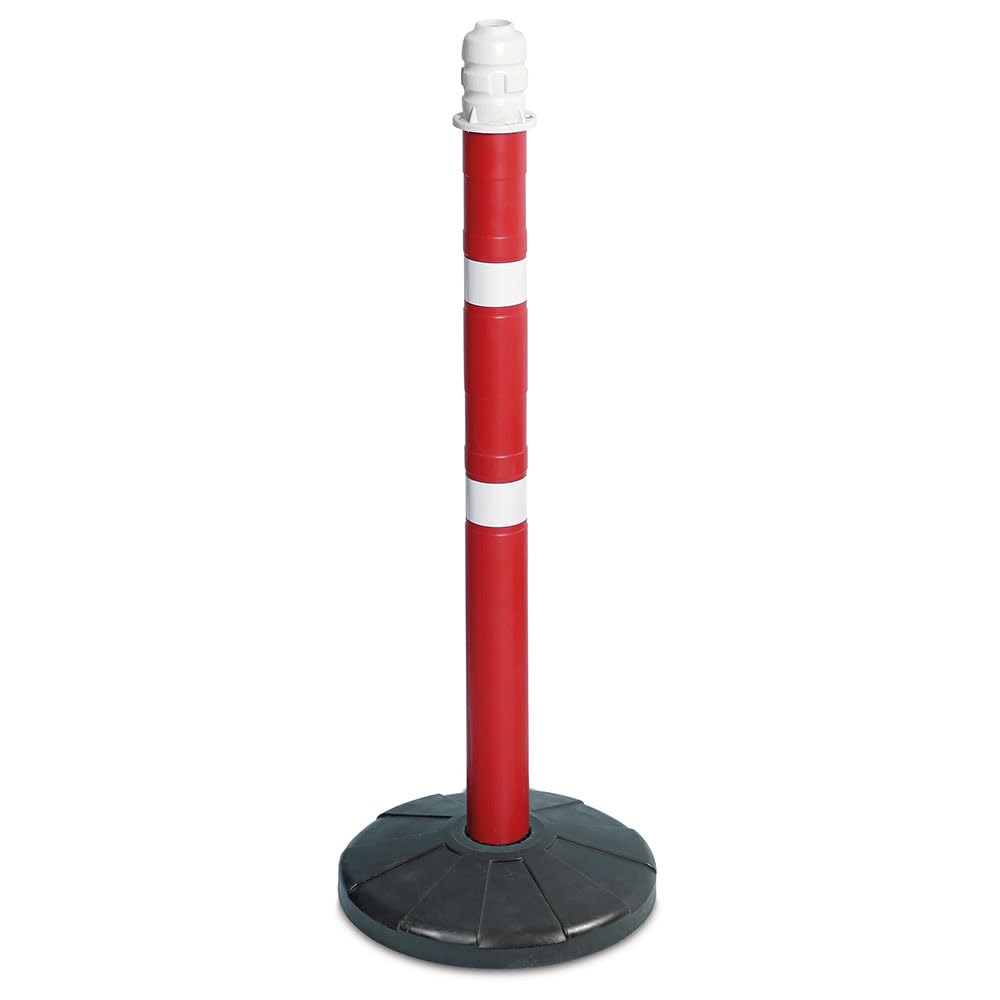 Lot de 2 supports de chaîne - 2 m de chaîne - Diamètre du tube : 70 mm - Hauteur : 1000 mm - Pied en plastique rempli de béton.
