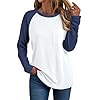 Trendy Queen Womens Crew Neck Long Sleeve Colorblock Shirts 2024