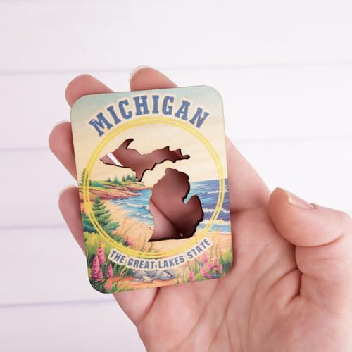 Imán de Madera con Forma de Michigan 3 x 2.25 pulgadas miniatura 4