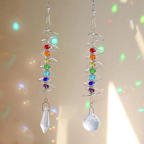 2 Stück Sonnenfänger,Fensterdeko Hängend,Lichtfänger,Glänzender Lichtbrechungseffekt,Geeignet Als Hängende Dekoration für Fenster,Häuser,Gärten,Partys und Hochzeiten