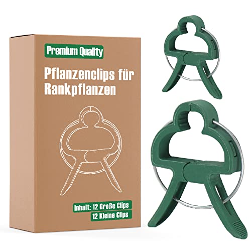 Miuezuth 24 clipes para plantas para tomates, pepinos, rosas trepadeiras e outras plantas trepadeiras, pinças estáveis de alta qualidade para plantas (12 grandes + 12 pequenas)
