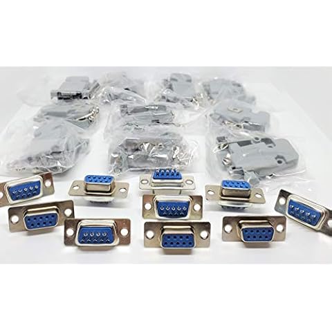 Connectors Pro Pc Accessories 10 Sets Solder Cup DB9 Female + Plastic Hoods, 9 Pins D-Sub Connector & Hood Set, 20-Pack (10 DB9 Females + 10 Hoods) Cover
