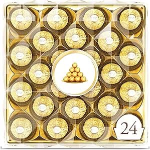 Farrero Rocher Milk and Hazelnut Premium Chocolate 24 Piece Gift Box 300g - Premium Chocolates for Christmas