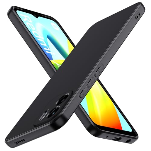 ivoler Silikon Hülle für Xiaomi Redmi A2 / Redmi A1 mit Kameraschutz Ultra Dünne Weiche Stoßfest Schutzhülle Flexible TPU Matte Schwarz Handyhülle Kratzfest Case Cover