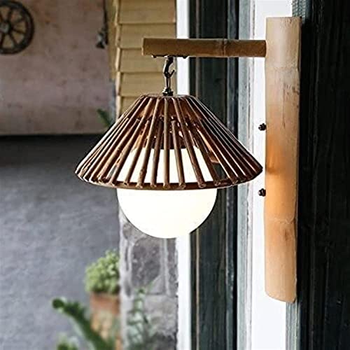 Lámpara de pared de bambú tejida para iluminar pasillos oscuros y dar calidez 4