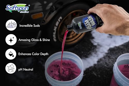 SOFTSPUN Microfiber 30x30cm 600gsm 1Pc Aqua Blue + 300mL Car & Bike Premium Liquid Shampoo Combo | Extra Suds, Removes Tough Dirt & Grime | pH Neutral | Works with Bucket & Foam Cannon
