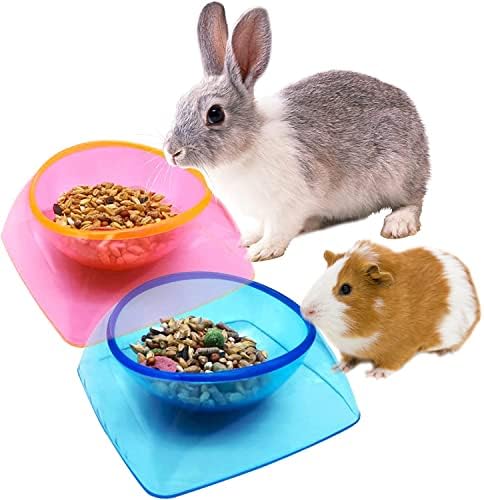 Hamster Food Bowl Plastic Guinea Pig Water Dish Prevent Knocking Over and Food Splashing Small Animal Feeding Bowl Double Use Container for Hamster Gerbil Chinchilla Ferret Hedgehog