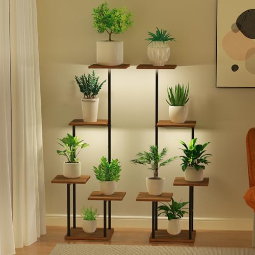 2 Pack Plant Stand Indoor with Grow Light, 5 Tiered Metal Plant Shelf, Corner Plant Stand for Indoor Plants Multiple, Large Plant Rack Display Shelves for Living Room Patio Balcony Décor
