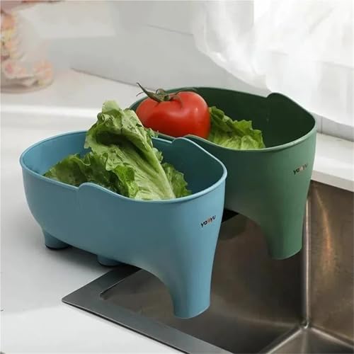 Multifunctional Elephant Drain Basket - Vegetable & Fruit Washing Colander for Pasta & Noodles - Kitchen Essential for Easy Draining & Food Prep by Generic - Used condition - Image 4