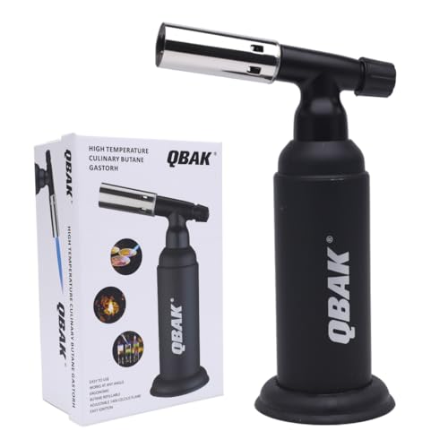 Soplete De Cocina Profesional Antorcha Butano Encendedor, Mini Culinario Soplete con Cerradura de Seguridad & Llama Ajustable para barbacoa Brulée Crema Cámping (Gas Incluido)