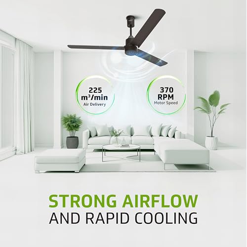 Image of V Guard Zenair Pro BLDC Ceiling Fan 1200 mm | BEE 5-Star Energy Saving | High-Speed BLDC Motor (370 RPM) | Remote Control with 6 Speeds | UI LED speed indicator | 2-Year Warranty | Matte Brown