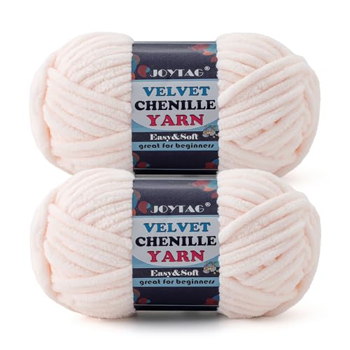 Image of 2 Pack Chunky Chenille Yarn for Crocheting and Knitting,Thick Bulky Plush Fluffy Velvet Soft Baby Blanket Crochet Chenille Yarn for Crocheting Blankets /Amigurumi /DIY Crafts(Skin