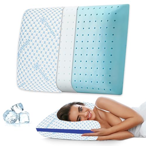 Image of AYKA Cooling Memory Foam Pillow for Neck & Shoulder Pain | Neck Orthopedic Pillow for Sleeping, Pain Relief & Spinal Alignment | Ergonomic Design | 2 Years Warranty (Set of 1)