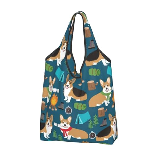 Grand sac de courses pliable Corgi réutilisables imperméables pack de 3