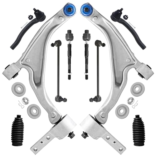Image of Detroit Axle - 10pc Front End Suspension Kit for 2009-2015 Honda Pilot, 2 Lower Control Arms with Ball Joints 4 Inner Outer Tie Rods 2 Sway Bars 2 Tie Rod Boots 2010 2011 2012 2013 2014 Replacement