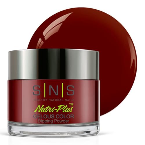 SNS Nail Dip Powder, Gelous Color Dipping Powder - Angola Rock Candy (Brown/Maroon, Cream) - Long-Lasting Dip Nail Color Lasts 14 Days - Low-Odor & No UV Lamp Required - 1oz