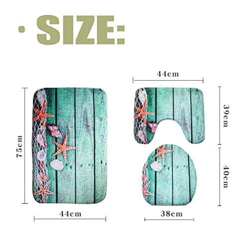 AIYING 3-teiliges Badezimmerteppich-e, rutschfeste Konturmatte + WC-Deckelbezug + Badematte,5,44 * 75cm+44 * 39cm+40… – Bild 3