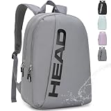 HEAD Mochila esportiva à prova d'água para mulheres e homens, mochilas de viagem grandes para laptop de 15,6 polegadas para faculdade/fitness, Cinza, One Size, Adequado para negócios, viagens, lazer e