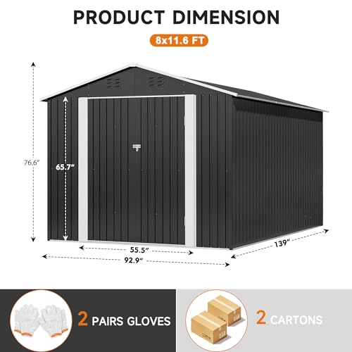 Polar Aurora PSS0812BT 8 X 12 Ft Outdoor Storage Shed thumb #4