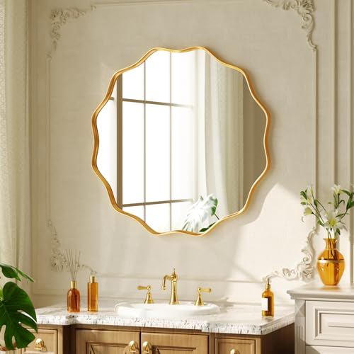 Riskioir 20 Inch Gold Wavy Mirror