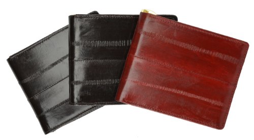 MARSHAL Eel Skin Soft Leather Bifold Wallet with Center Money Clip3
