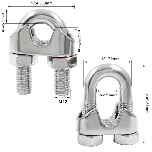 Image of 1 /2 Inch M12 304 Stainless Steel Wire Rope Cable Clip Clamp