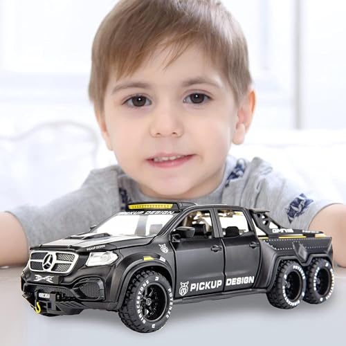 Image of Exclusive Alloy Metal Pull Back Die-Cast Car Diecast Metal Pullback Toy Car with Openable 6 Doors,Light Music Boys Gifts Toys (Mercedis Benz Class X Pickup)