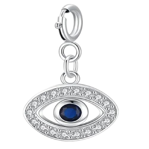 Colgante de ojos de circonio azul charms plata 925 para collares