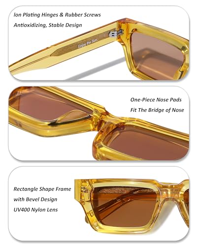 Image of Roneyee Rectangle Sunglasses Men Women Trendy Retro Sunglass UV Protection Fashion Acetate Stylish Square