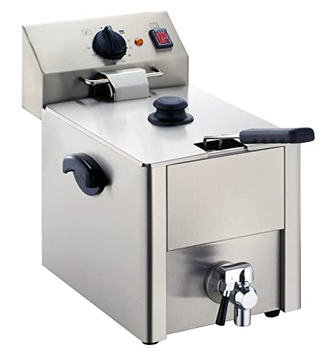 GastroHero Elektro Fritteuse 10L I Edelstahl mit Ablasshahn I Thermostat und Überhitzungsschutz I Kompaktes Gastro Gerät ideal für Restaurants und Gastronomie
