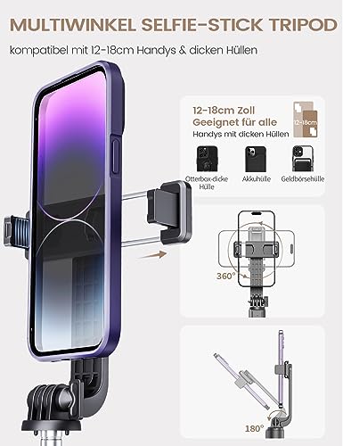 ANXRE Selfie Stick Travel Tripod, Extendable 360° Rotatable Selfie Stick Stand with Remote, 41.7" Tabletop Travel Tripod Compatible with Smartphone Gopro - Image 4