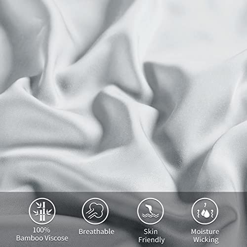 Venteos Viscose From Bamboo Pillowcase Queen 2 Pack,Silk Cooling Pillowcase Set Of 2, Satin Pillowcases For Hair And Skin, Soft & Breathable Pillow Cases With Envelope Closure,Silver Gray,20X30Inches #TOP2